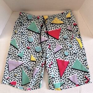 XL Retro 80s 90s Memphis Style Beach Shorts